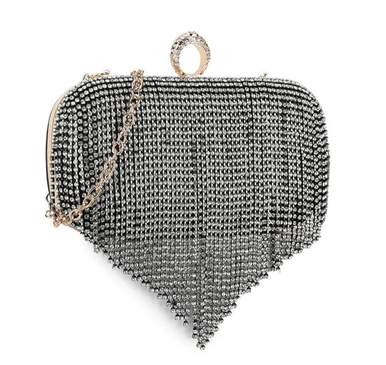 Tod Diamante Crystal Tassel Evening Clutch Bag