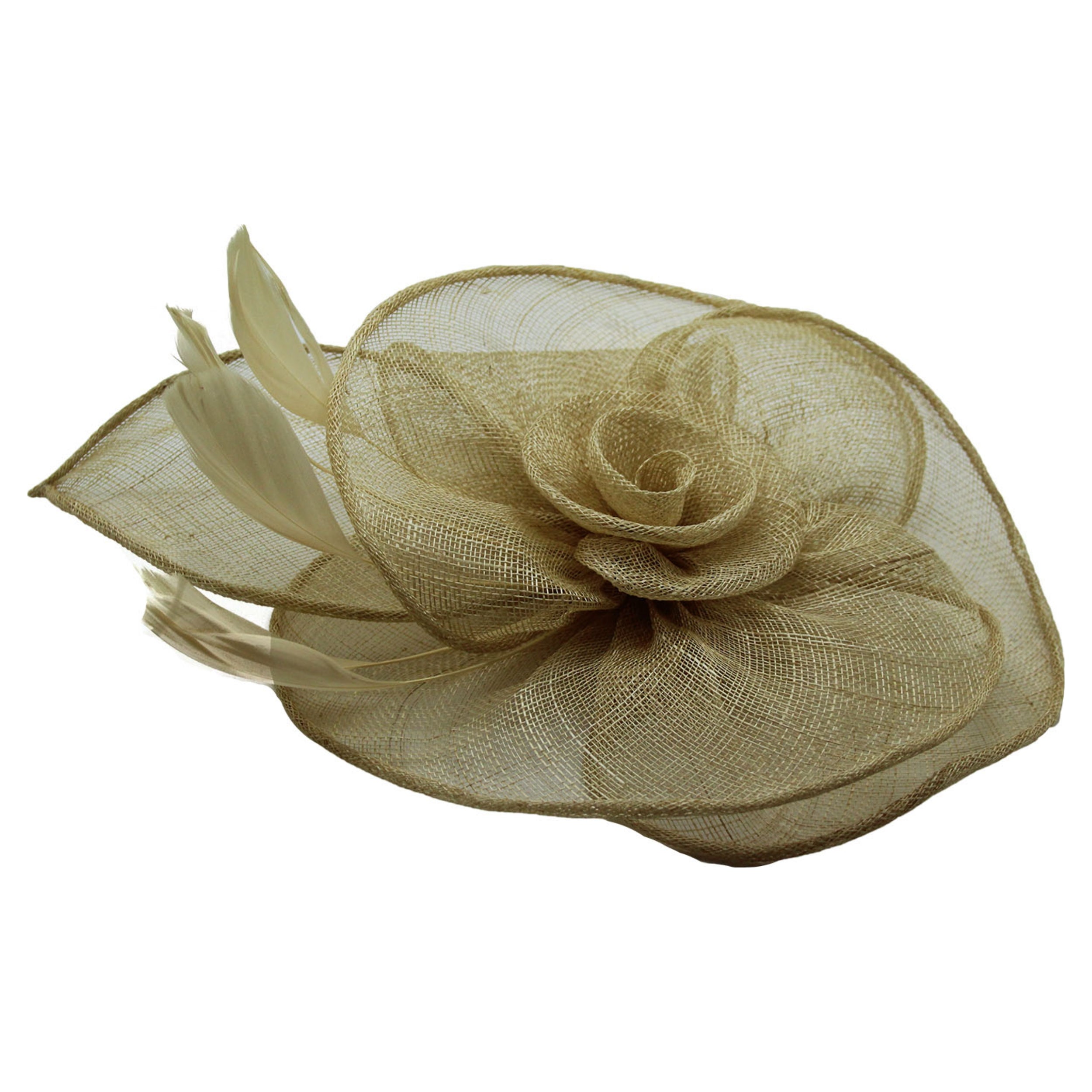 Coiled Flower Sinamay Fascinator with Feathers