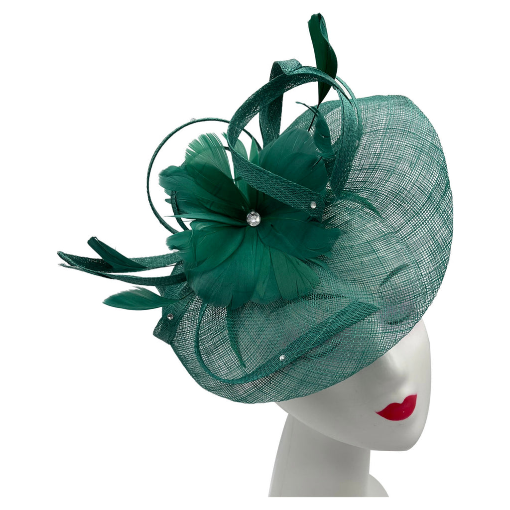 Large Fascinator with Sinamay Disc & Curled Feather