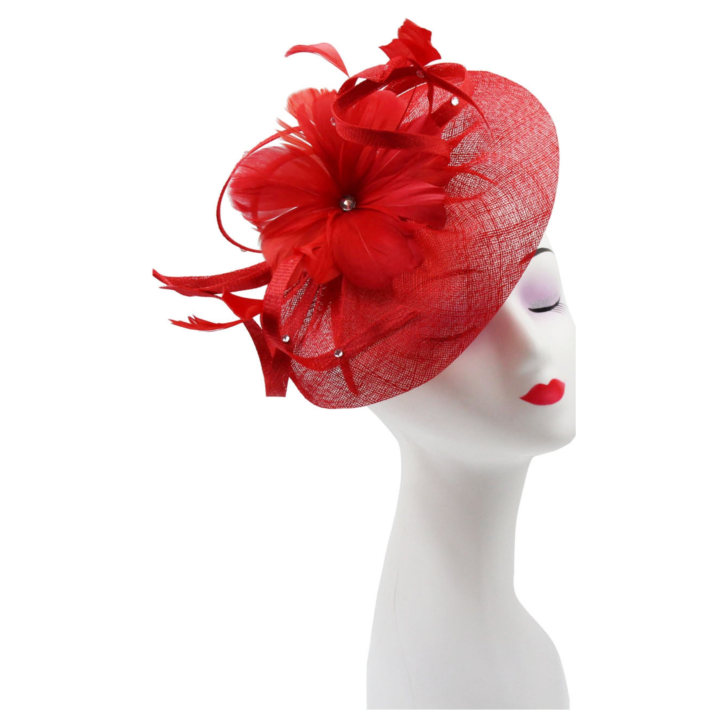 Large Fascinator with Sinamay Disc & Curled Feather