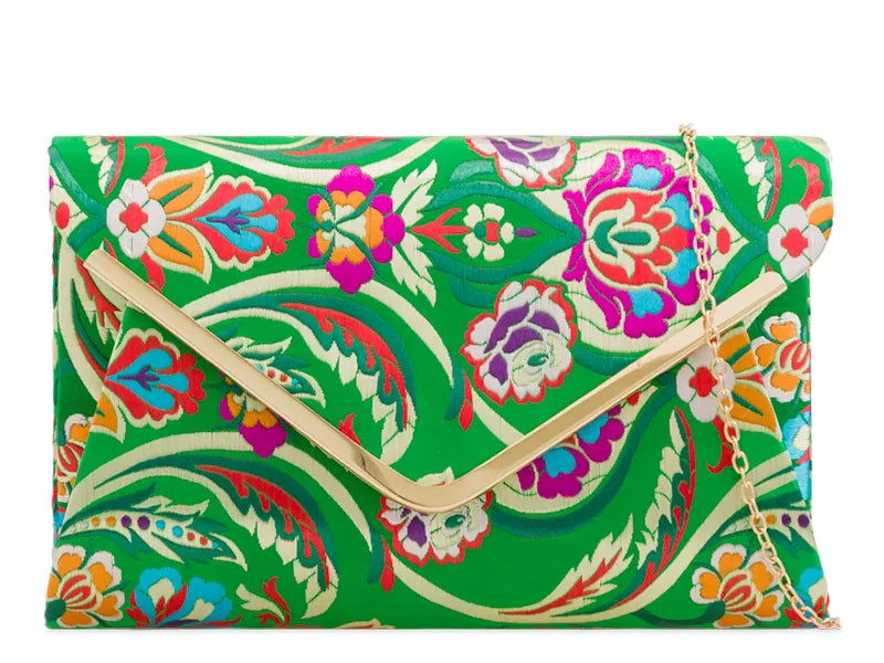 Floral Embroidered Stain Clutch bag