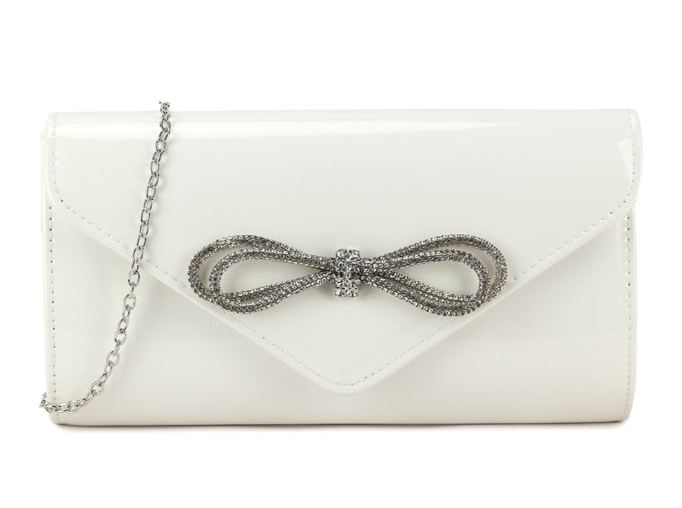 Patent - Wet Look Envelope Bow Clutch Bag