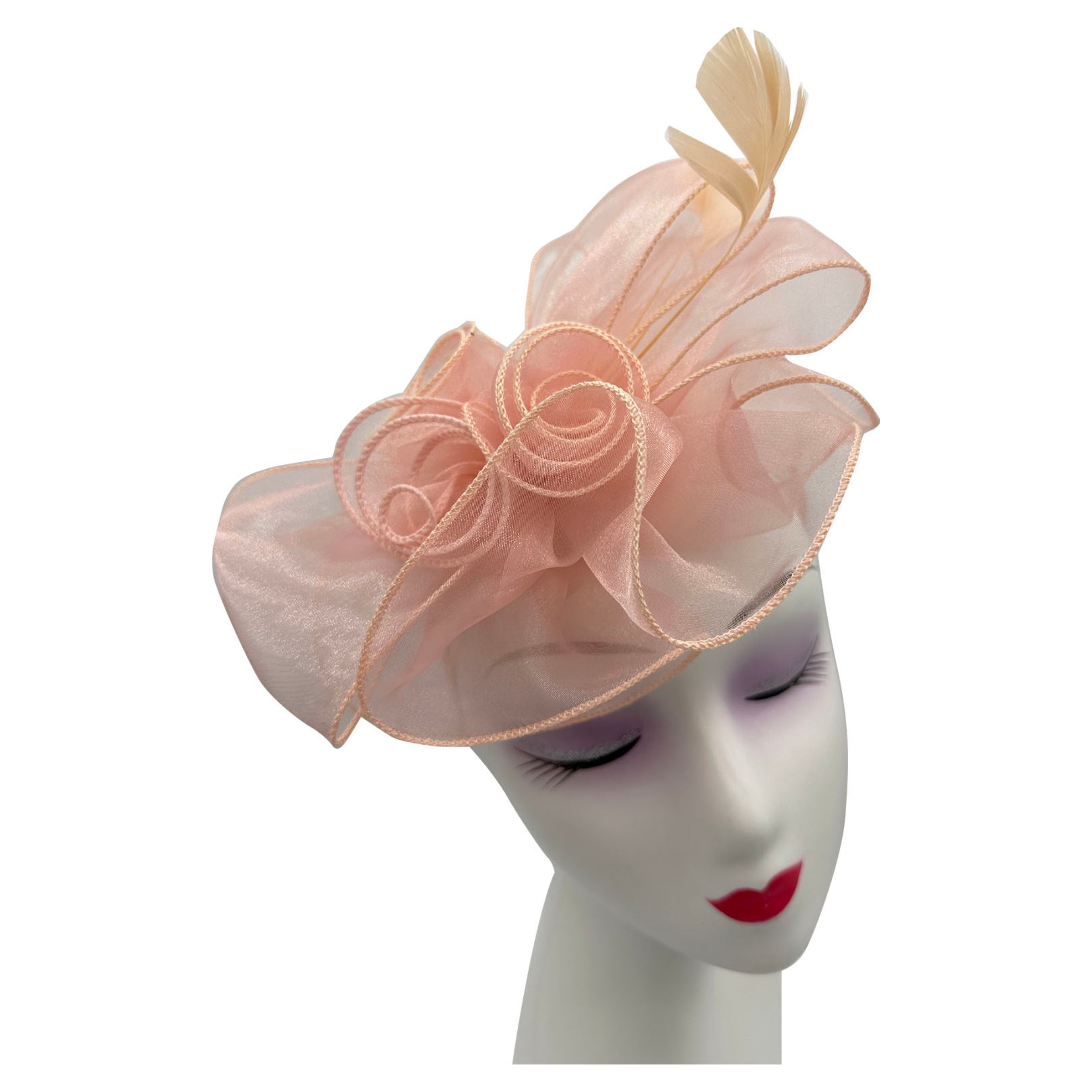 Rose Bouquet with Big Bow & Feather Fascinator