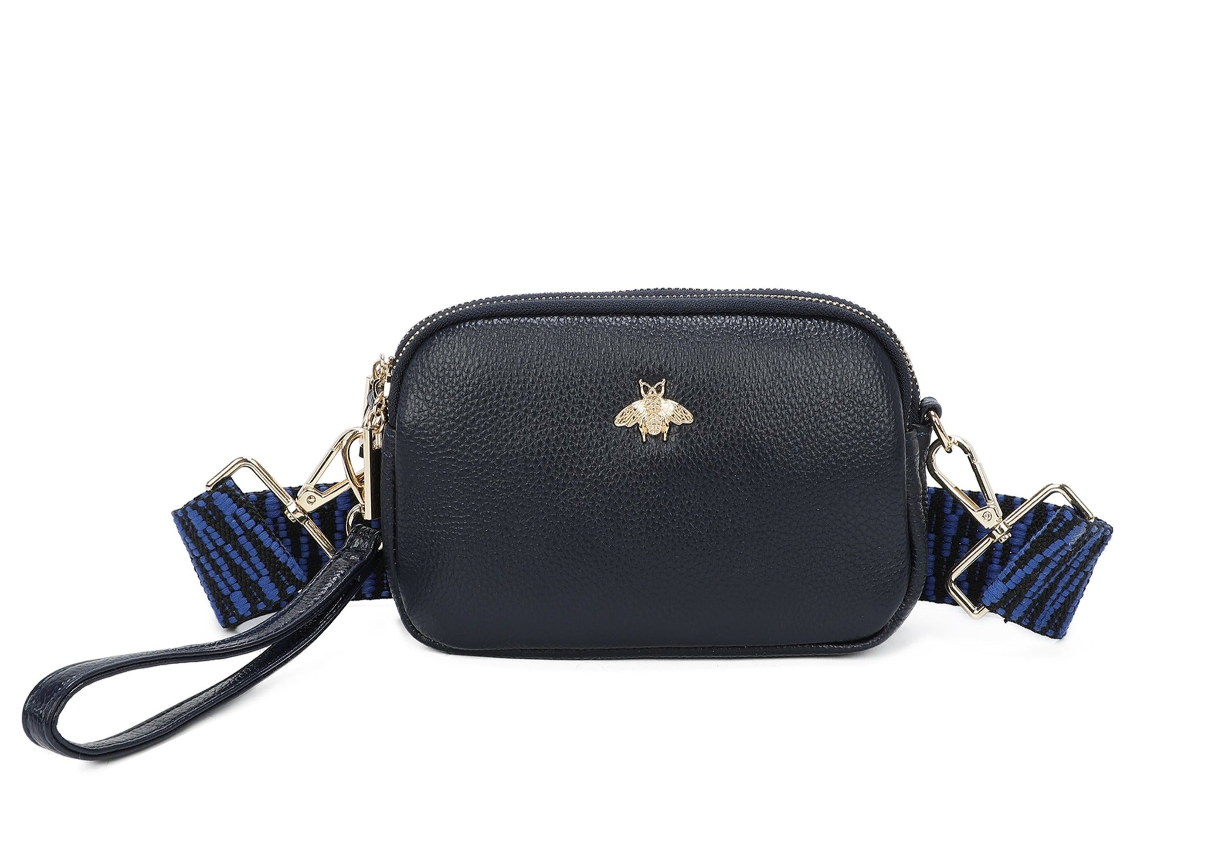 Real Leather Bee Crossbody Canvas Strap Bag