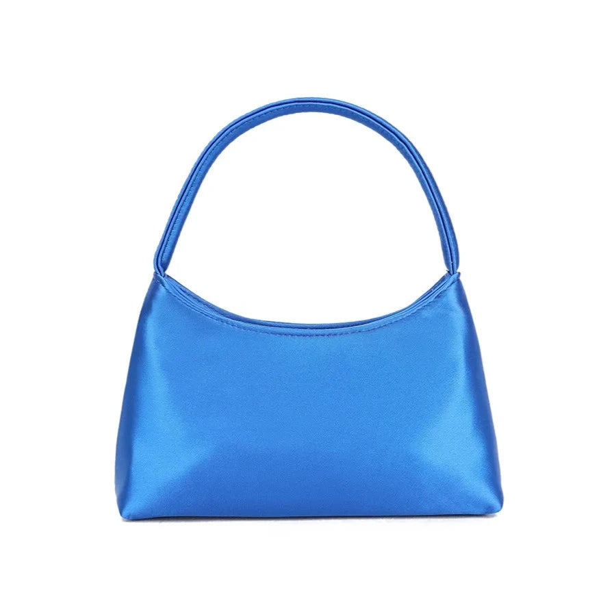 Small Handled Shiny Satin Clutch Bag