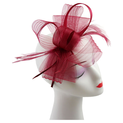 Bow Fascinator with Synthetic Loops and Curled Feathers