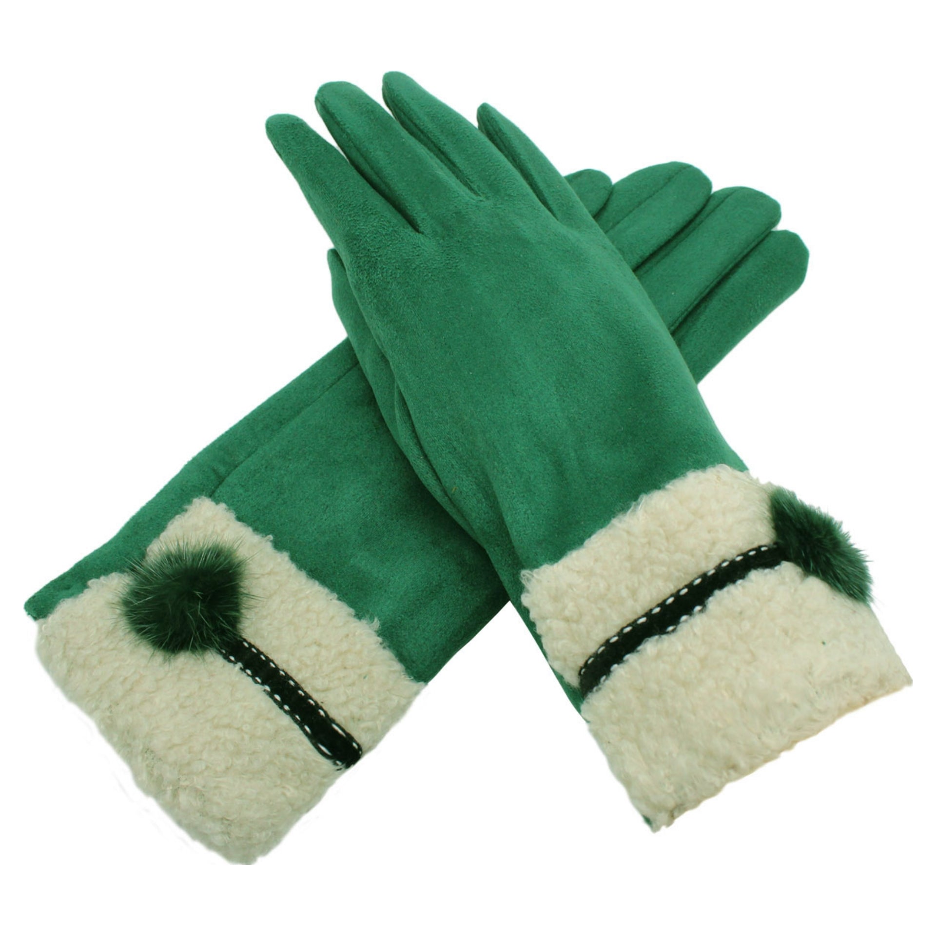 Fashion Cosy Faux Fur Pom Pom Gloves