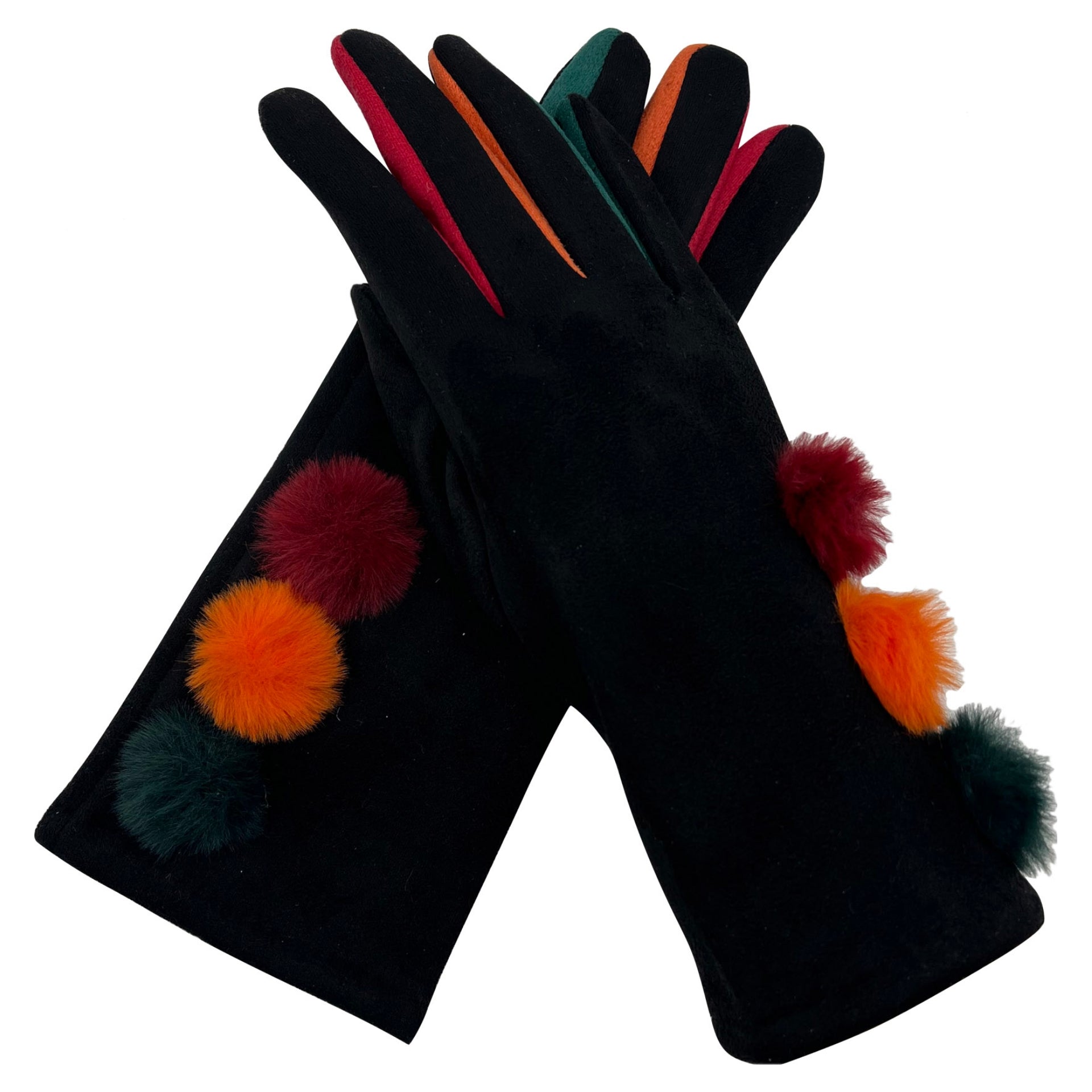 Ladies Soft Synthetic Leather Gloves Walking Driving Winter Warm Fur Lined black
