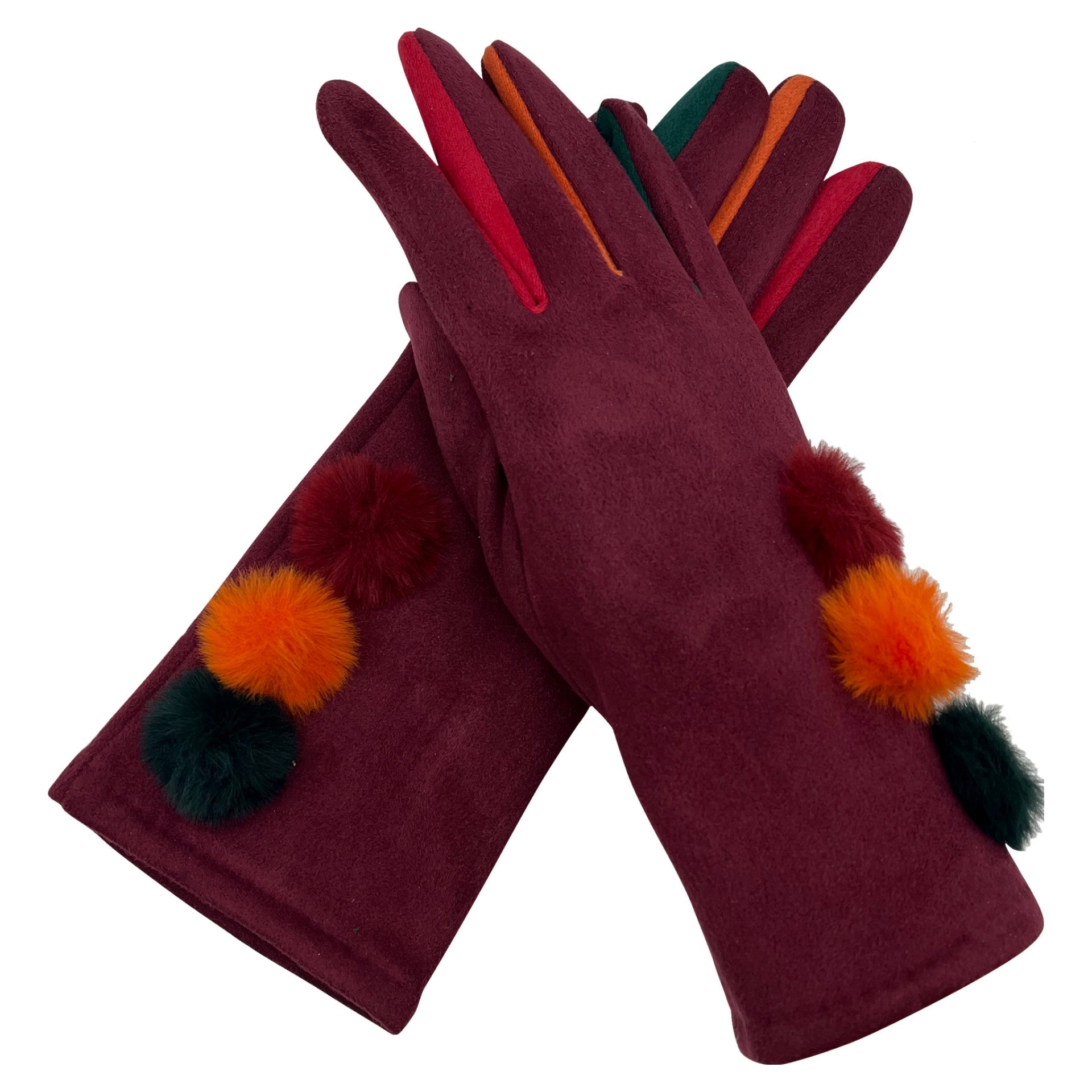 Ladies Soft Synthetic Leather Gloves Walking Driving Winter Warm Fur Lined maroon