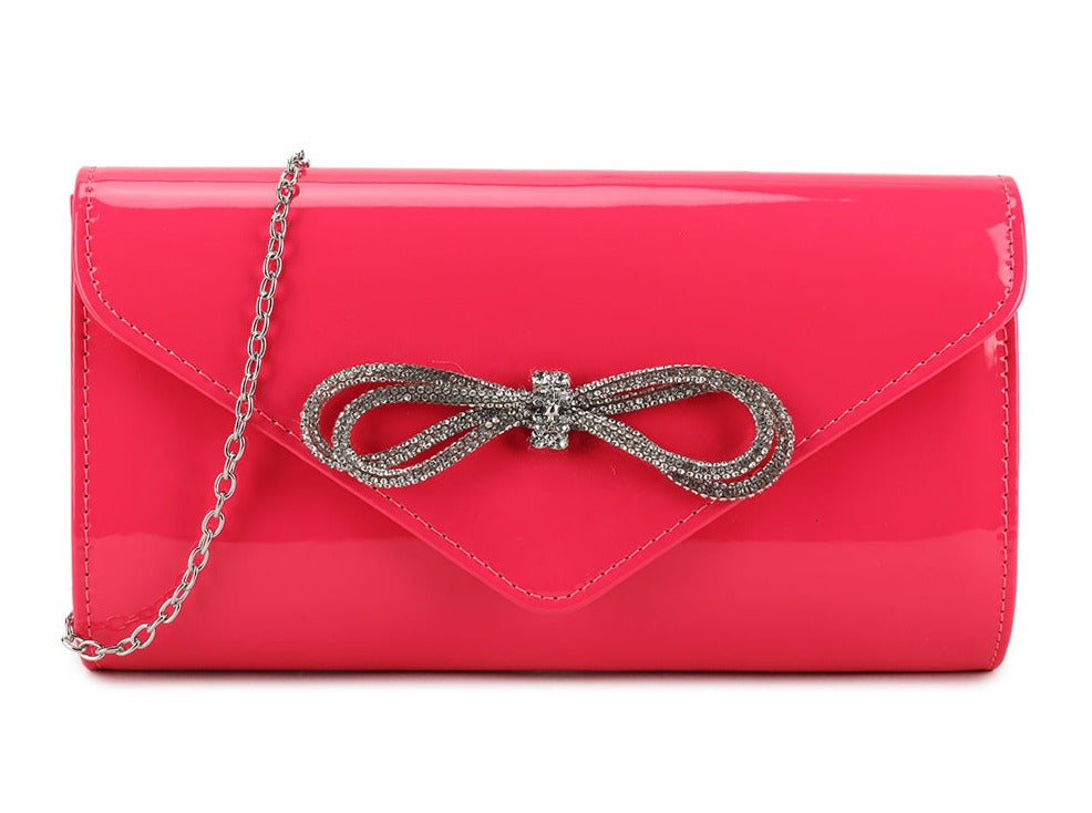 Patent - Wet Look Envelope Bow Clutch Bag