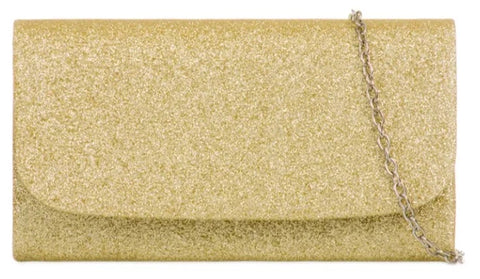 Glitter Metallic Sparkle Shimmer Envelope Clutch Bag -GOLD