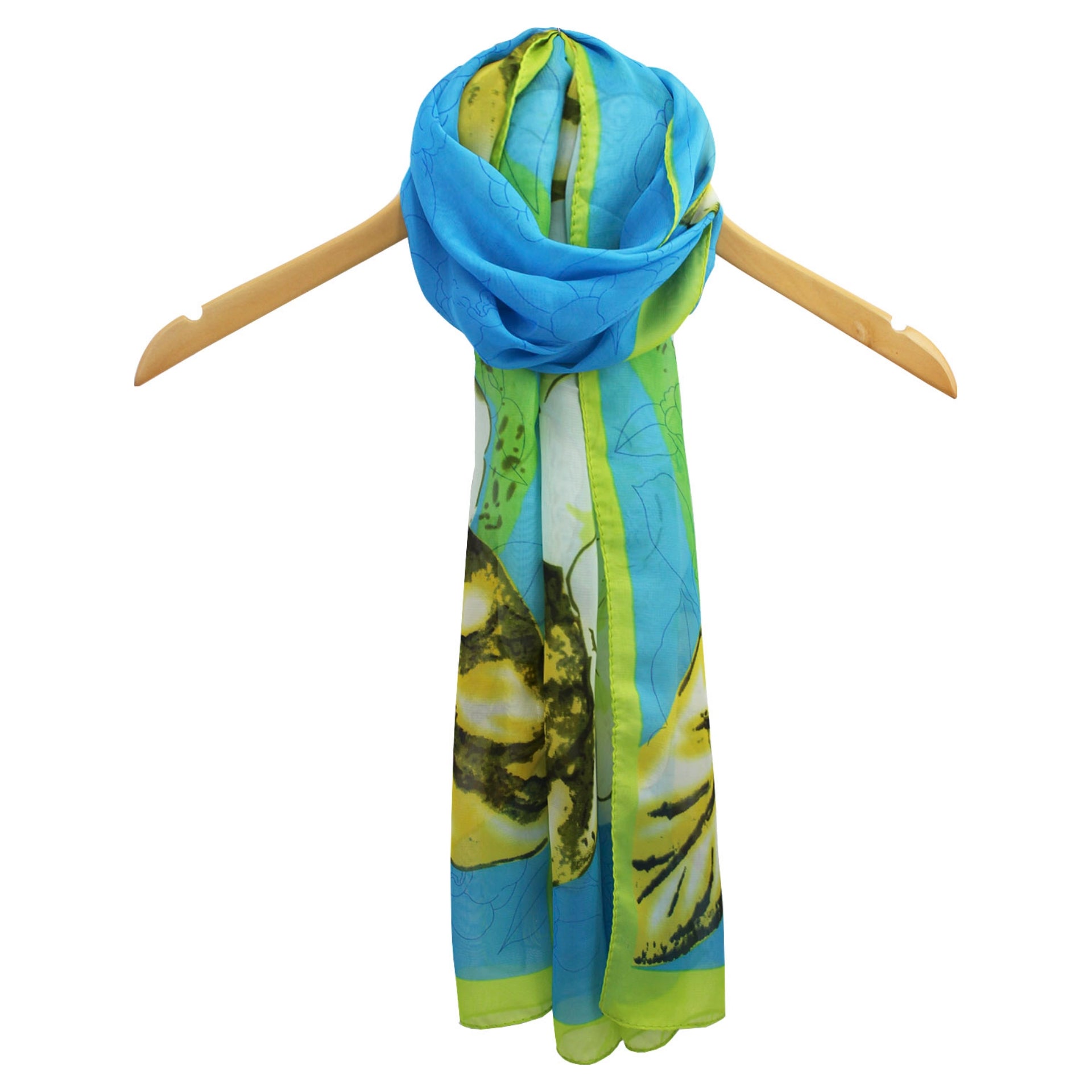 Printed Chiffon Scarf with Rose Flower Pattern