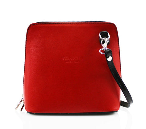 VP Real Leather Small Square Bag red