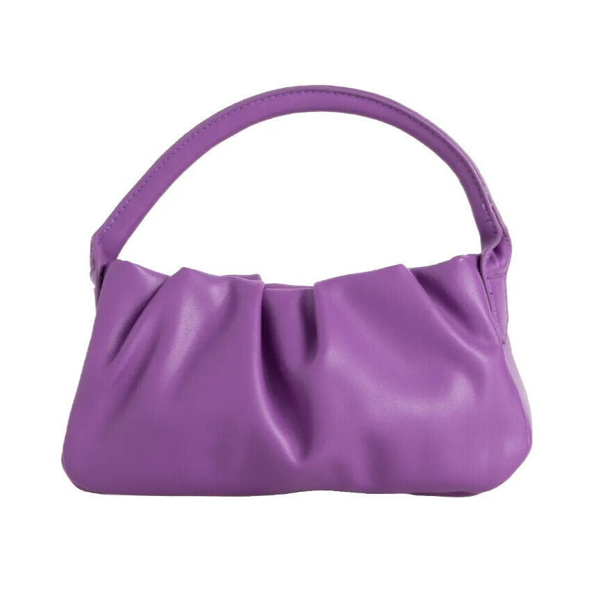 Faux Leather Top Handle Shoulder Designer Bag UK purple