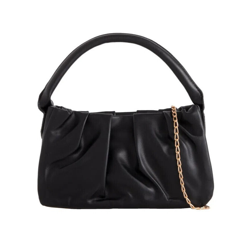 Faux Leather Top Handle Shoulder Designer Bag UK black